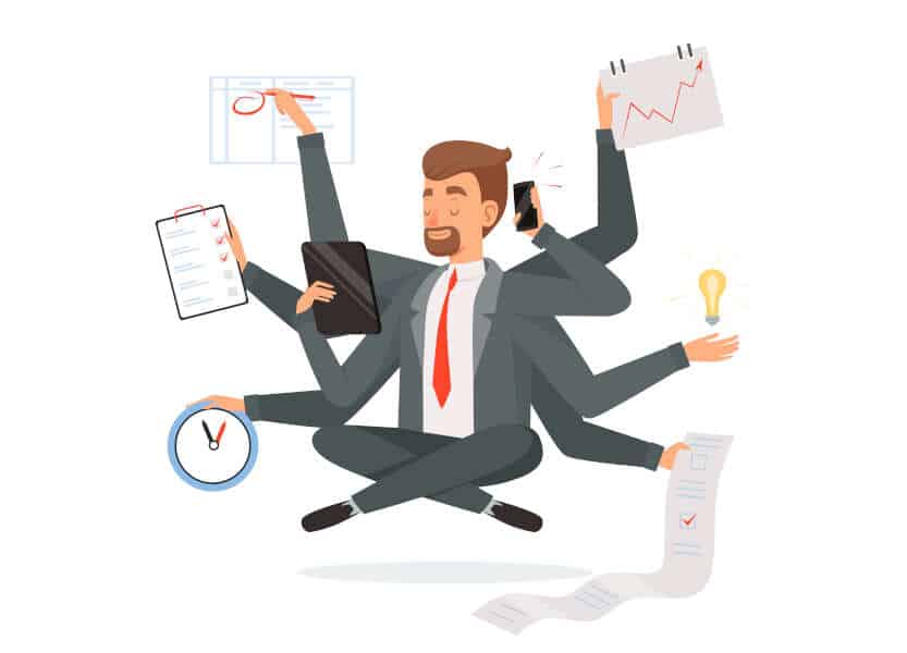 a multitasking man as symbol for competence development