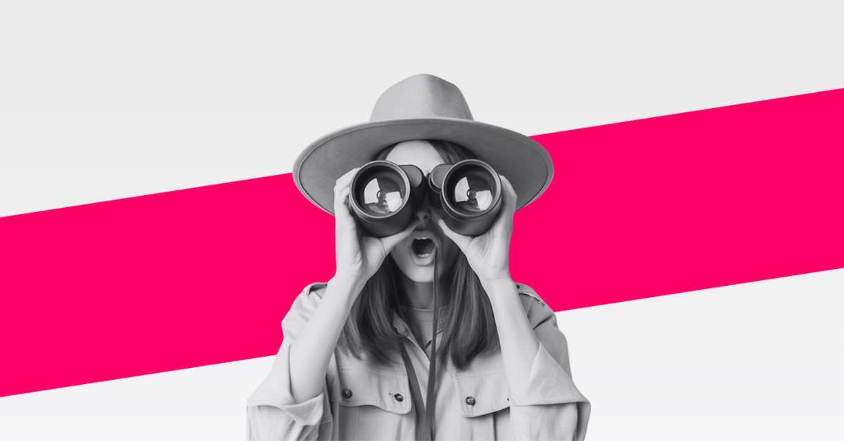 women looking through binoculars seeing vision statements for companies