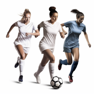 3 women taking part in soccer team building