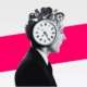 a person with a clock-head as symbol for time management techniques